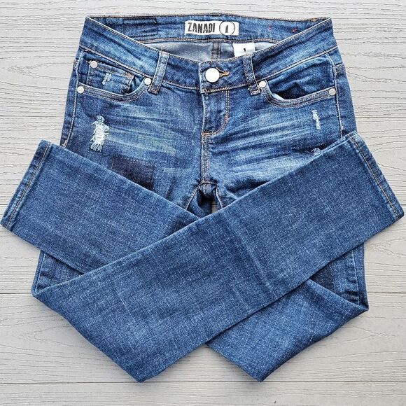 ZANADI vintage patch low rise skinny jeans size 1 - Picture 1 of 14